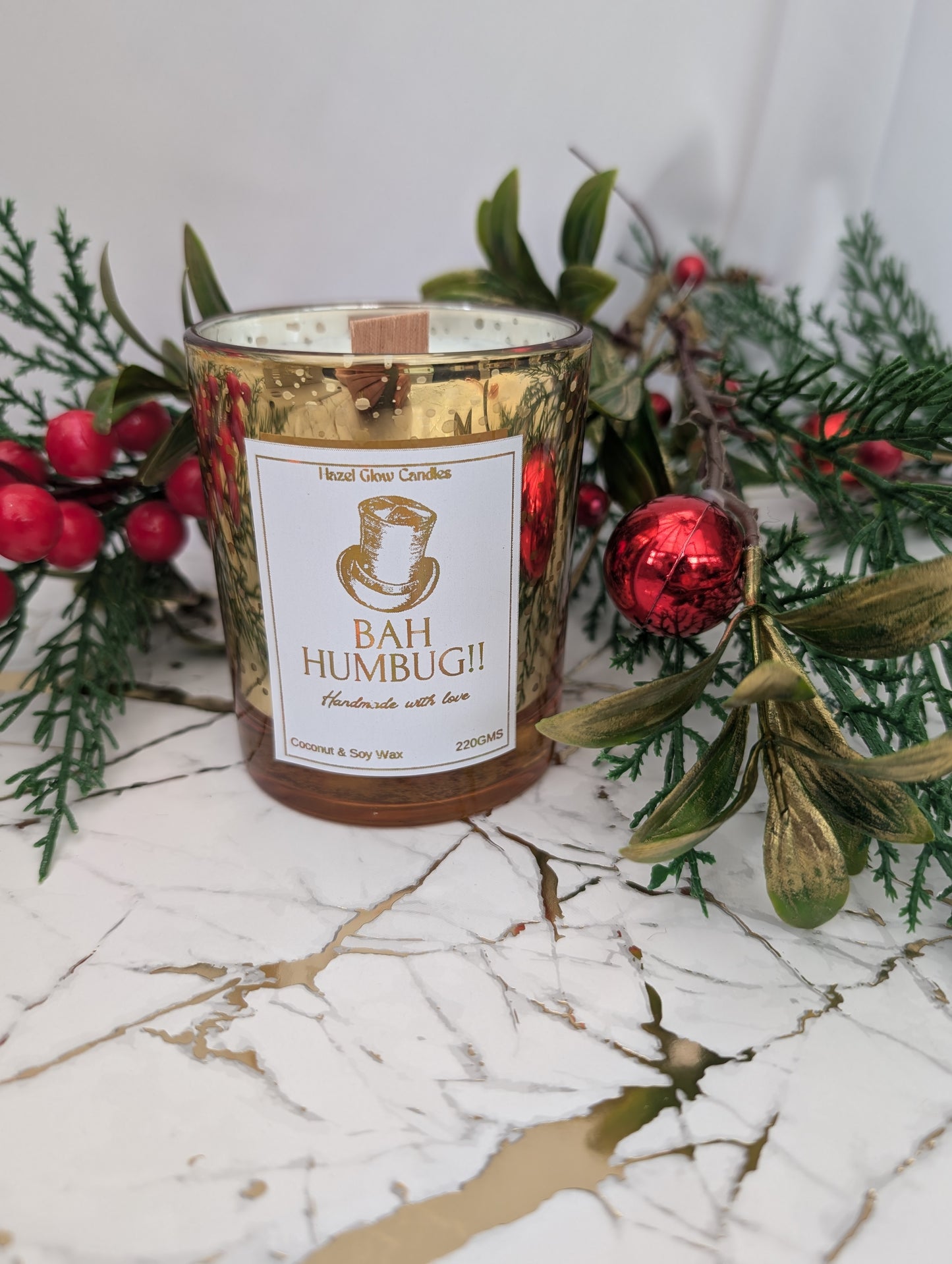 Gold Scrooge Christmas Candle - Bah Humbug