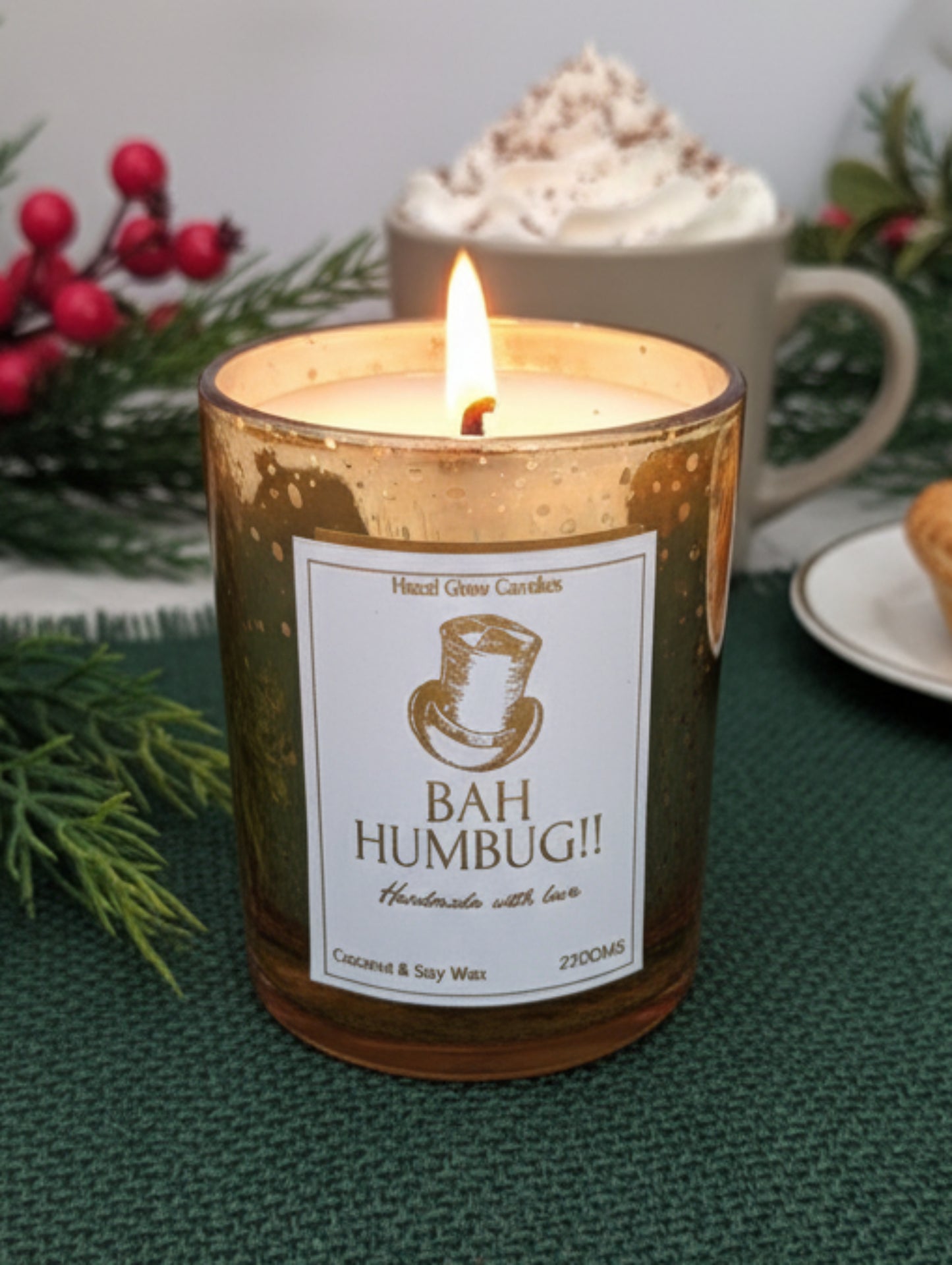 Gold Scrooge Christmas Candle - Bah Humbug