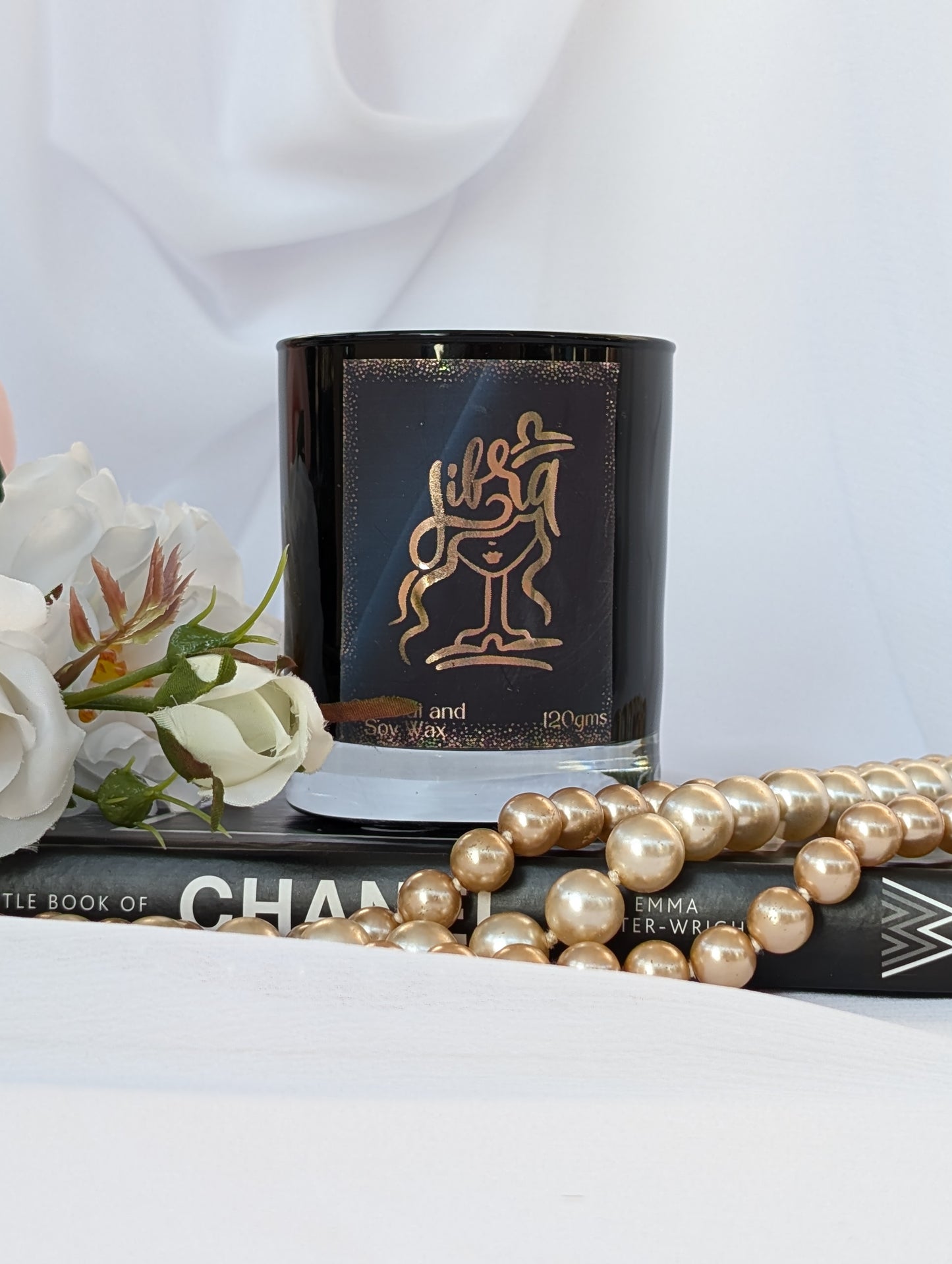 Black and Gold zodiac Libra Candle