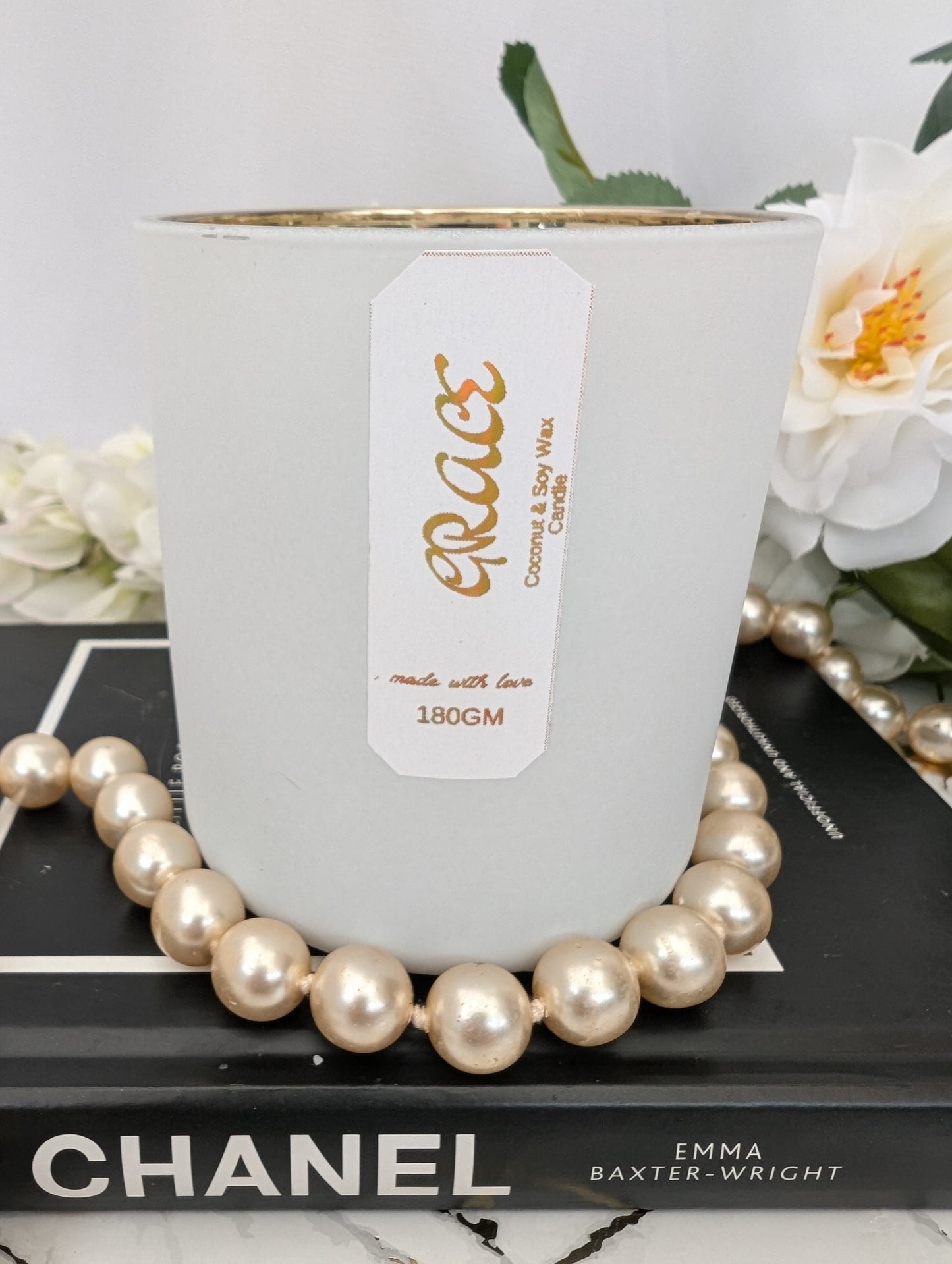 "Grace" Luxury White and Gold Candle | Vegan Candle Gift