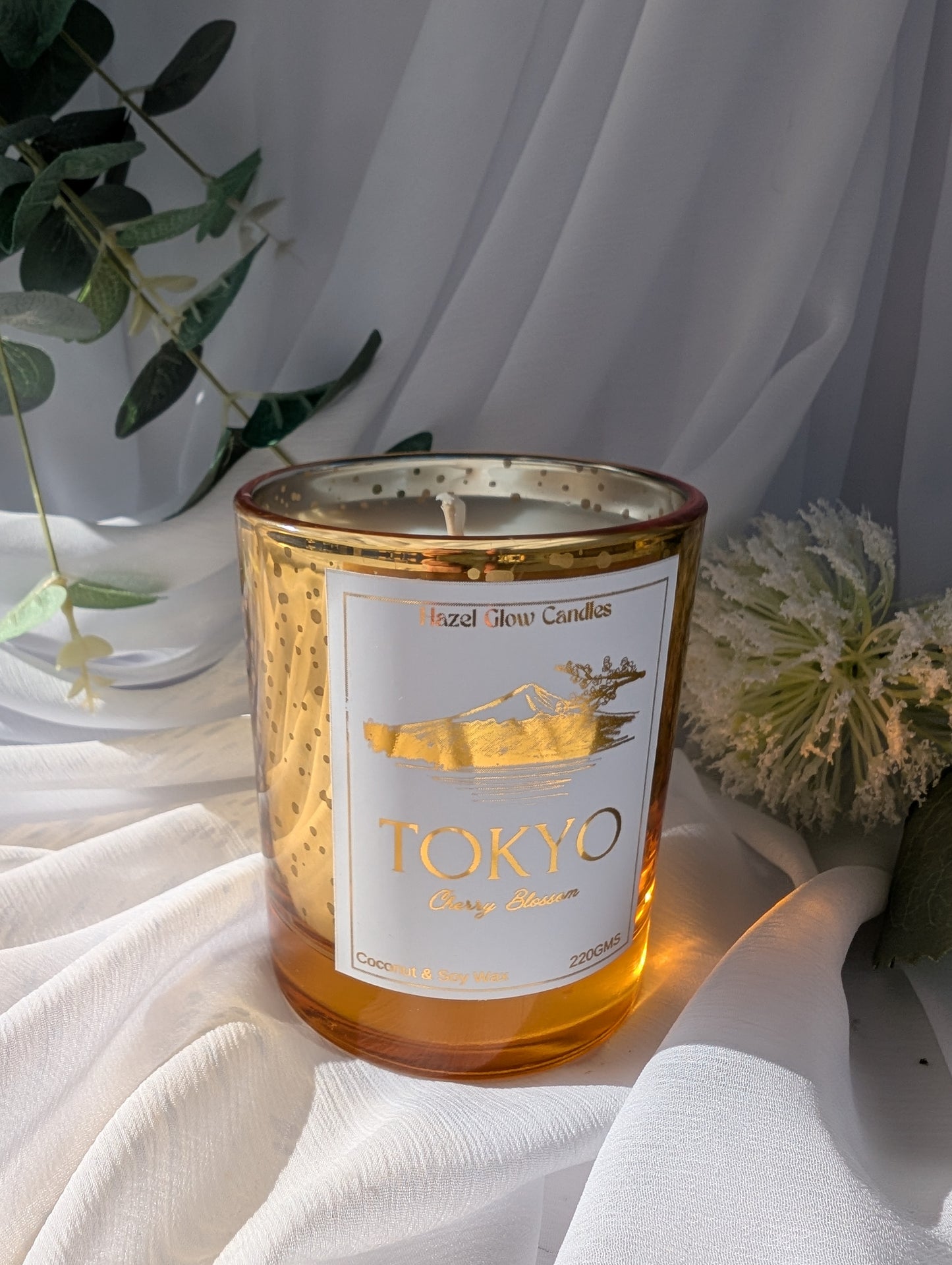 Tokyo Destination Candle | Gold Sparkle Candle | Mount Fuji Candle Gift