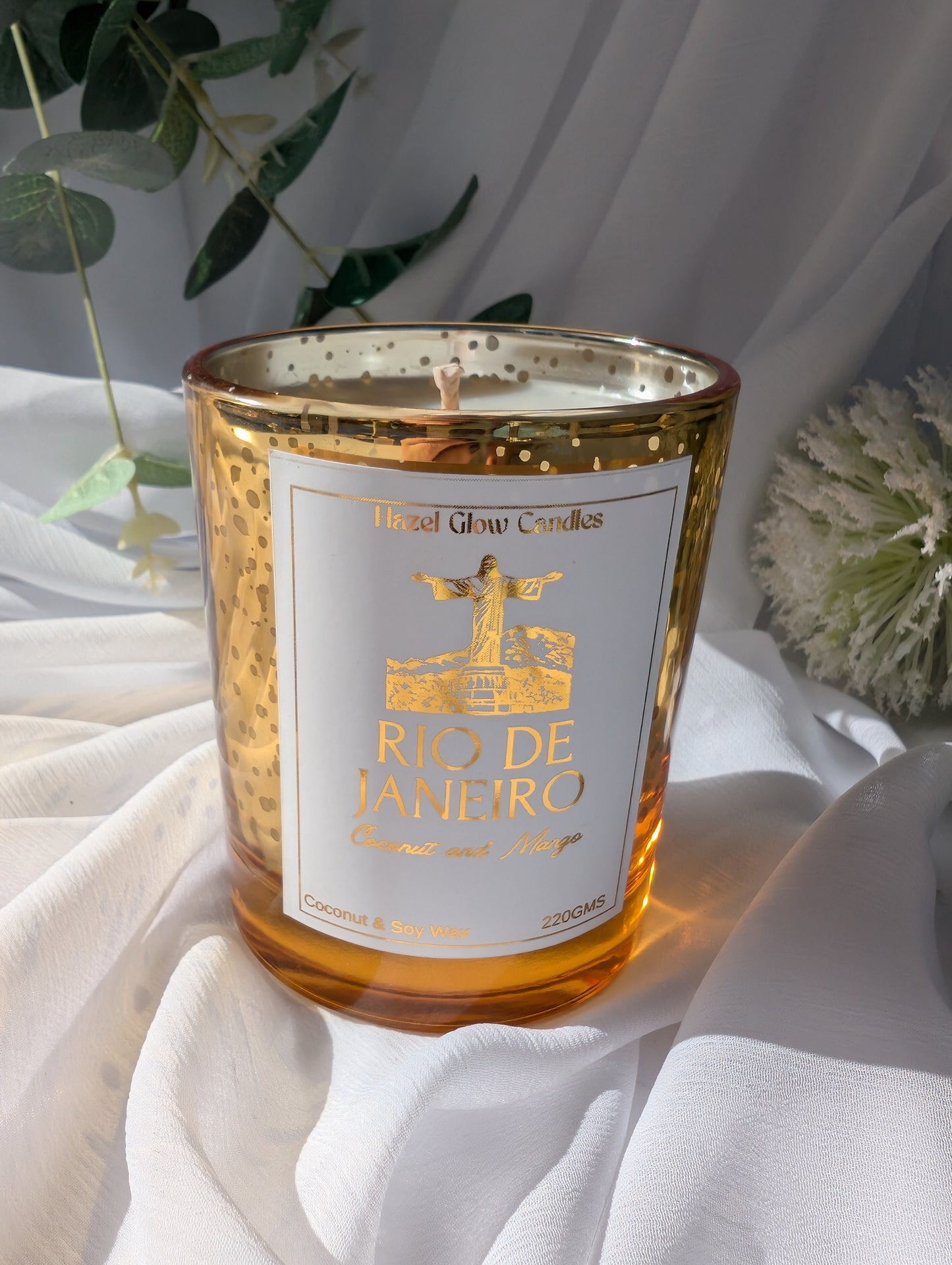Rio de Janeiro Destination Candle | Gold Sparkle Candle | Rio Candle Gift