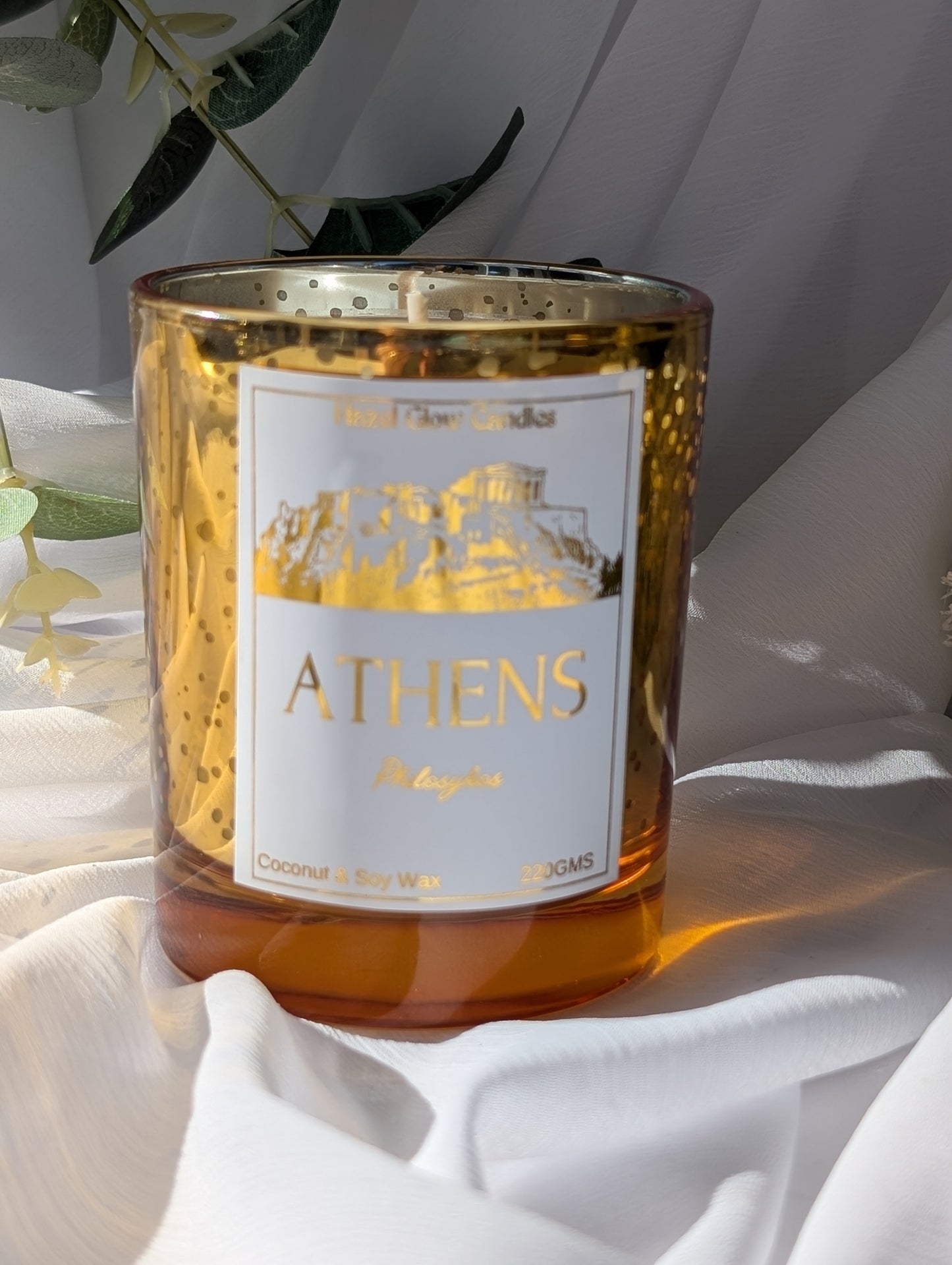 Athens Destination Candle | Gold Sparkle Candle | Parthenon Candle