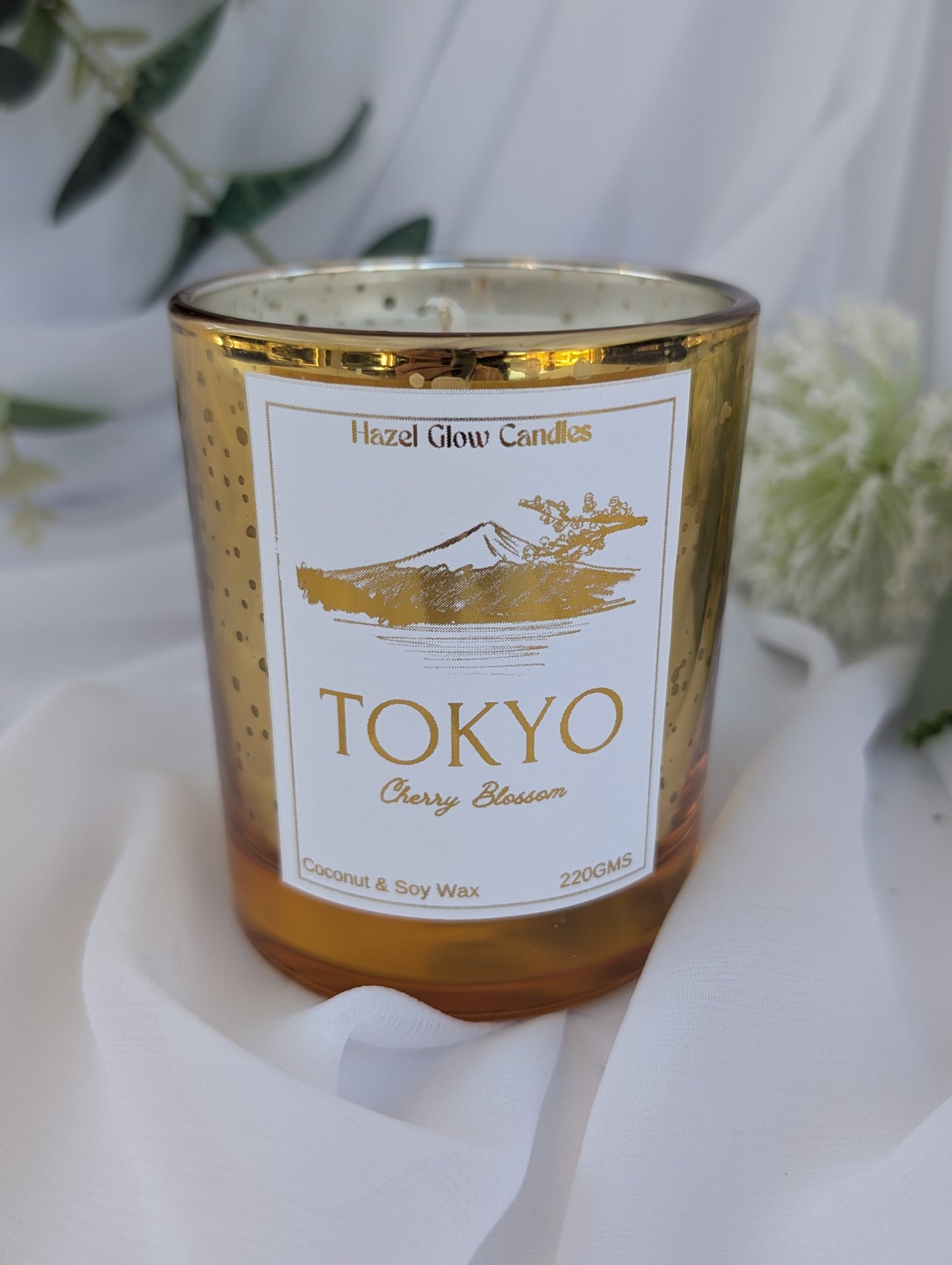 Tokyo Destination Candle | Gold Sparkle Candle | Mount Fuji Candle Gift