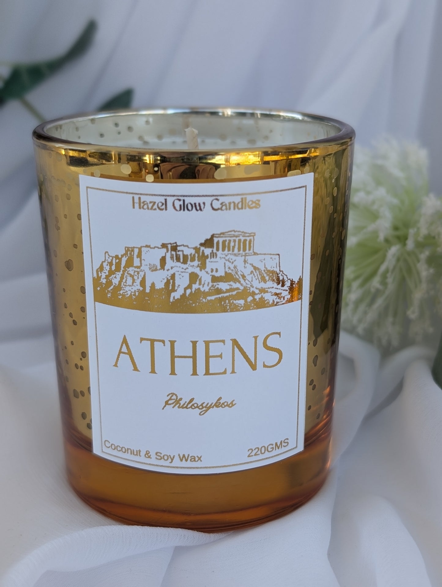 Athens Destination Candle | Gold Sparkle Candle | Parthenon Candle