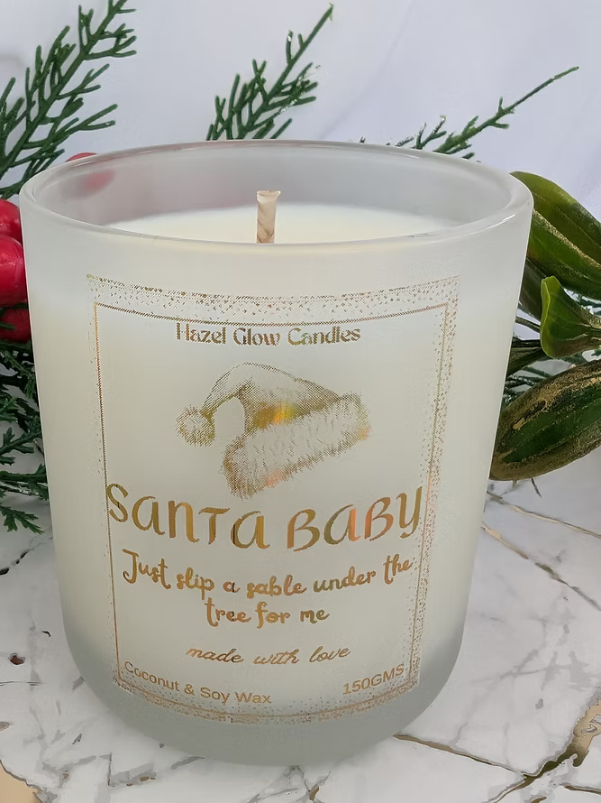 Santa Baby Christmas Candle | Frosted Glass Vegan Candle Gift