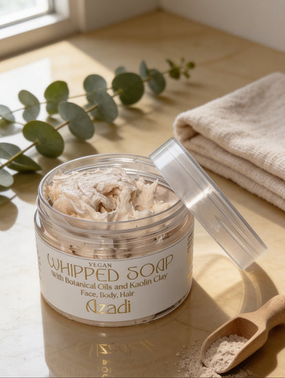 Whipped Soap Foaming Cleanser, shower whip for face, hair and body in Azadi fragrance by Hazel Glow
