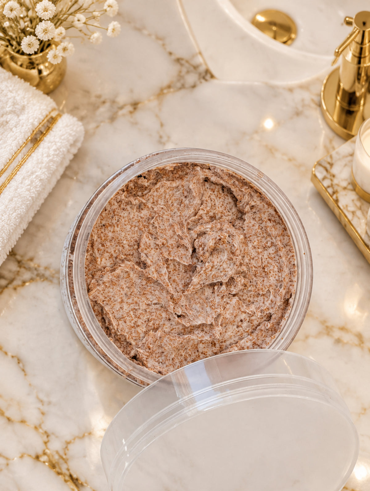 Open jar of Beloved Whipped Scrub for women by Hazel Glow