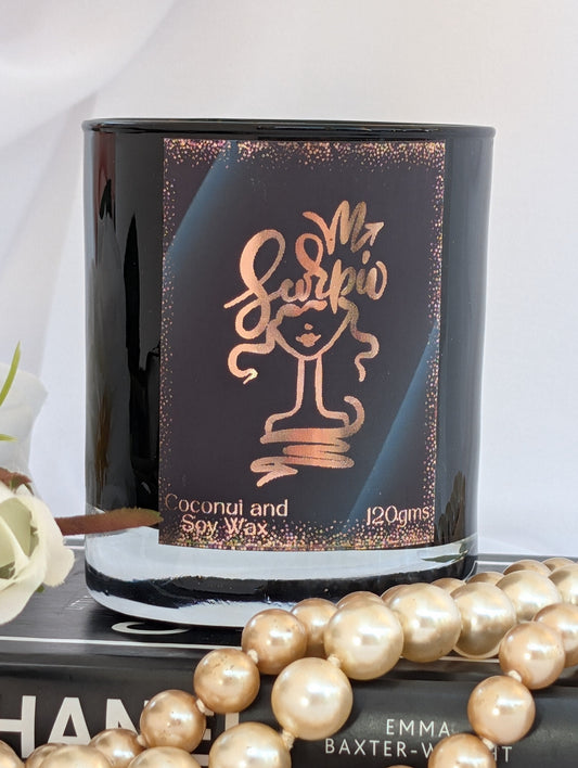 Black and Gold Scorpio Candle by Hazel Glow