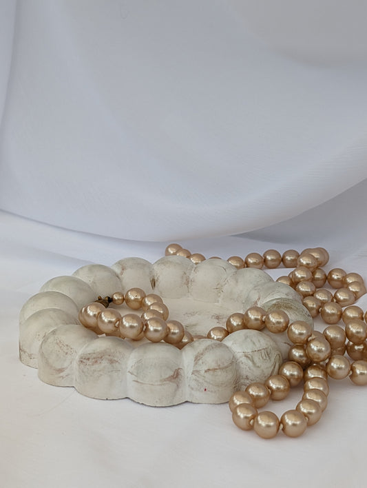 Bubble Trinket Tray - hand poured beige and gold marble effect