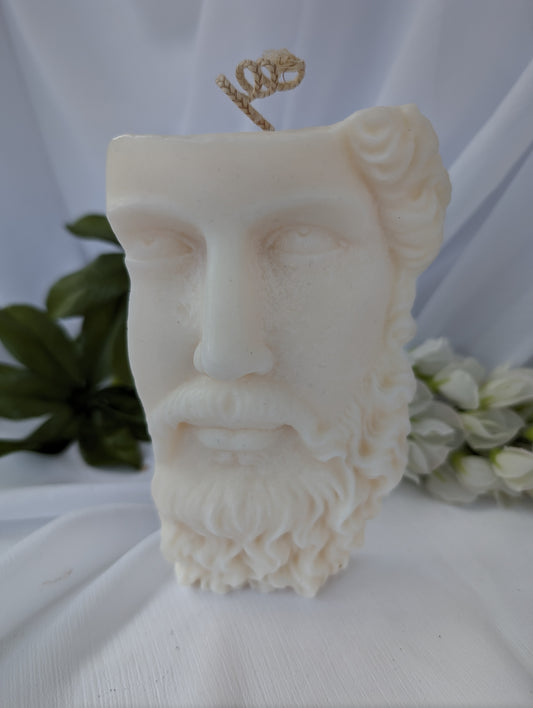 Unique gift idea for him - Candle shaped like a classical bust with a white background