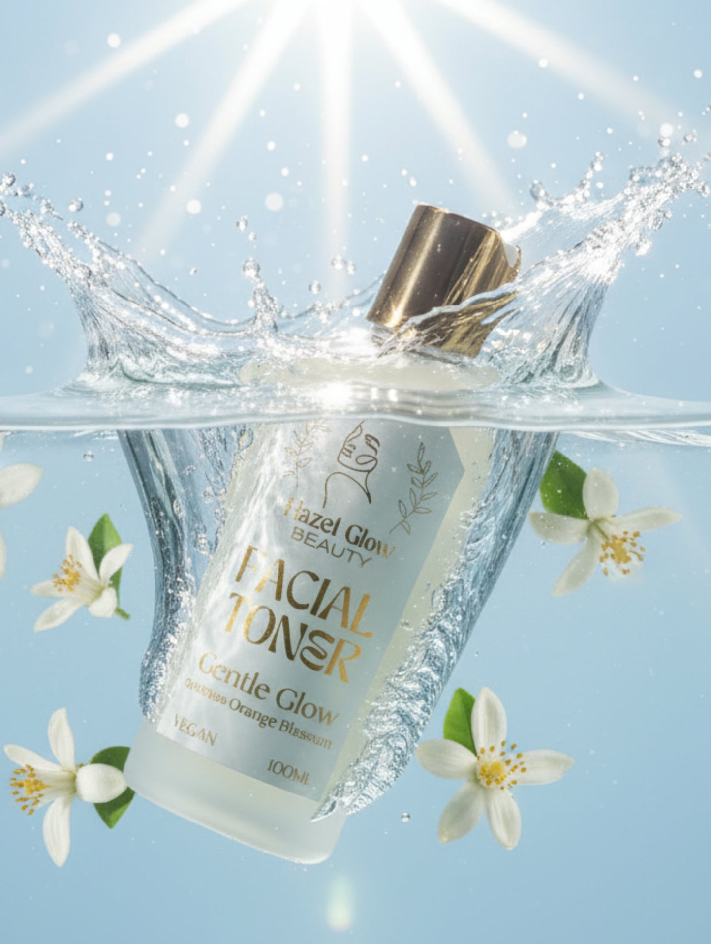 Gentle Glow essential oil facial toner with orange blossom by Hazel Glow for sensitive skin