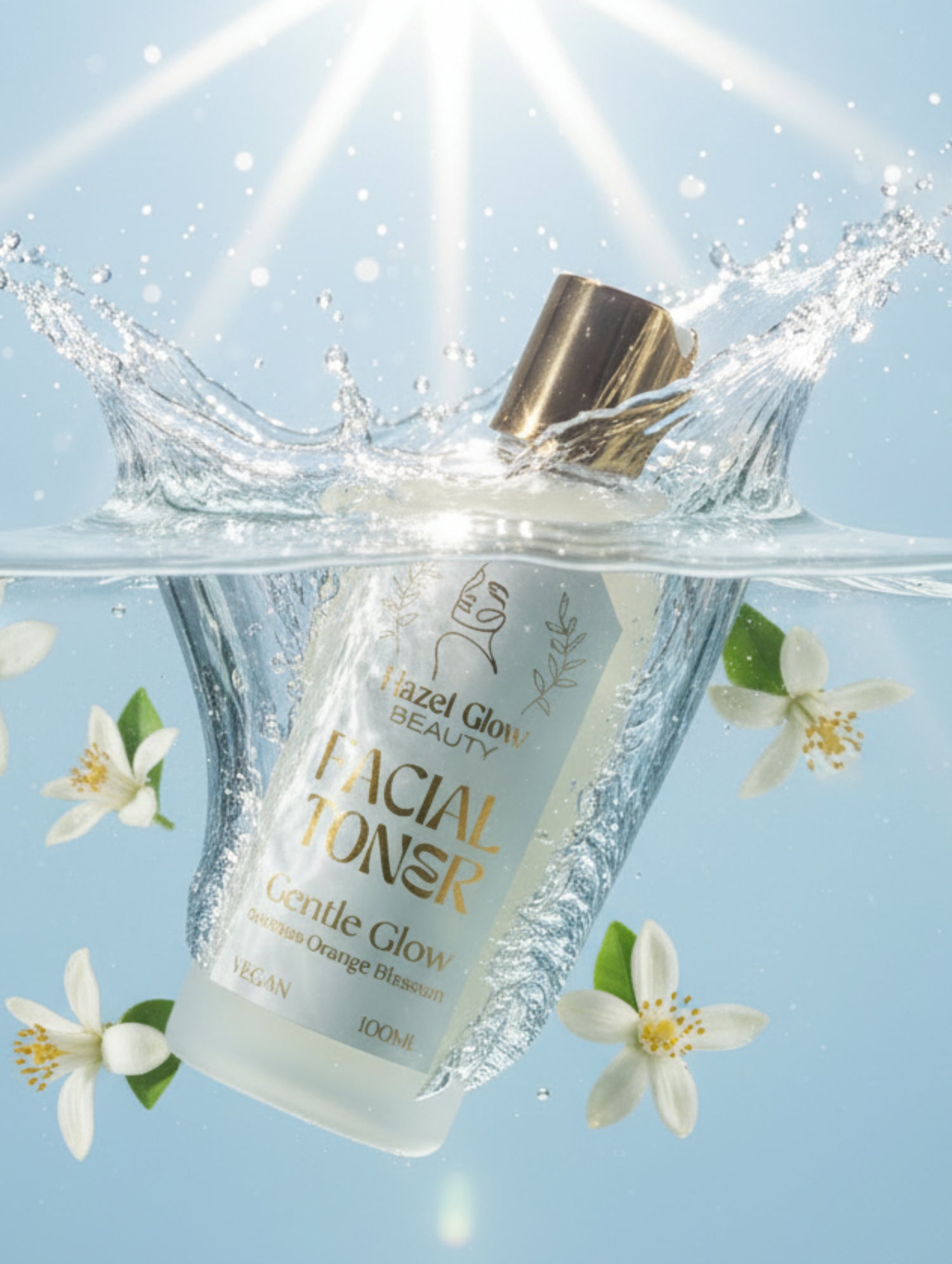 Gentle Glow essential oil facial toner with orange blossom by Hazel Glow for sensitive skin