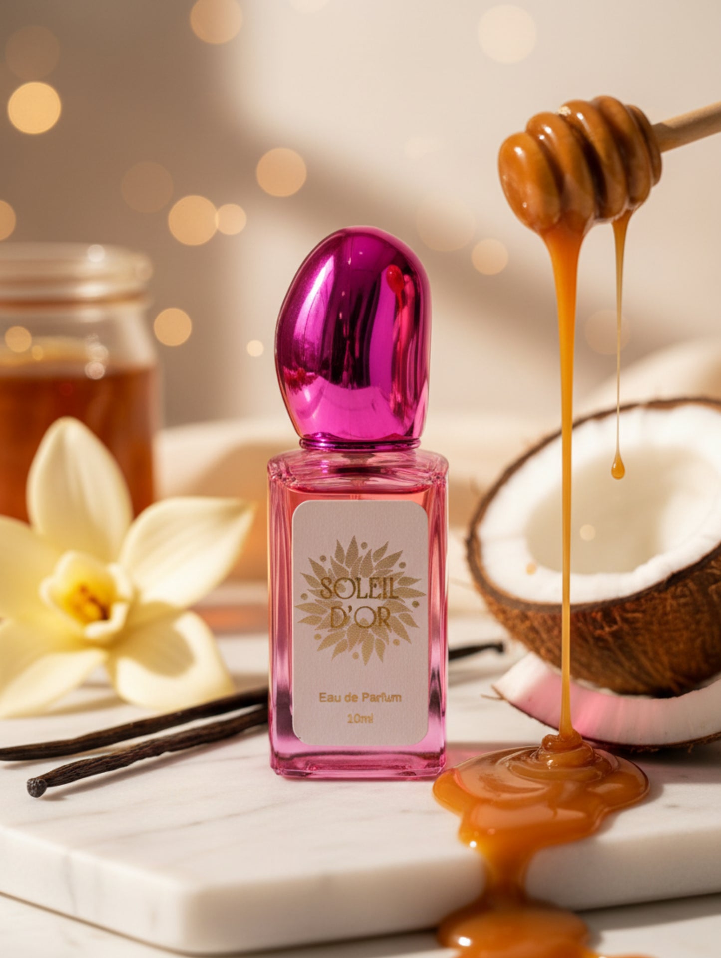 Gourmand vegan perfume Soleil D'Or by Hazel Glow