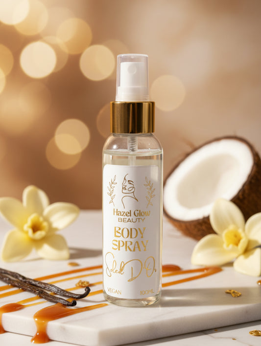 Vegan paraben free body spray Soleil D'Or by Hazel Glow