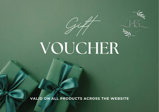 Gift voucher with green gift boxes and ribbons on a green background