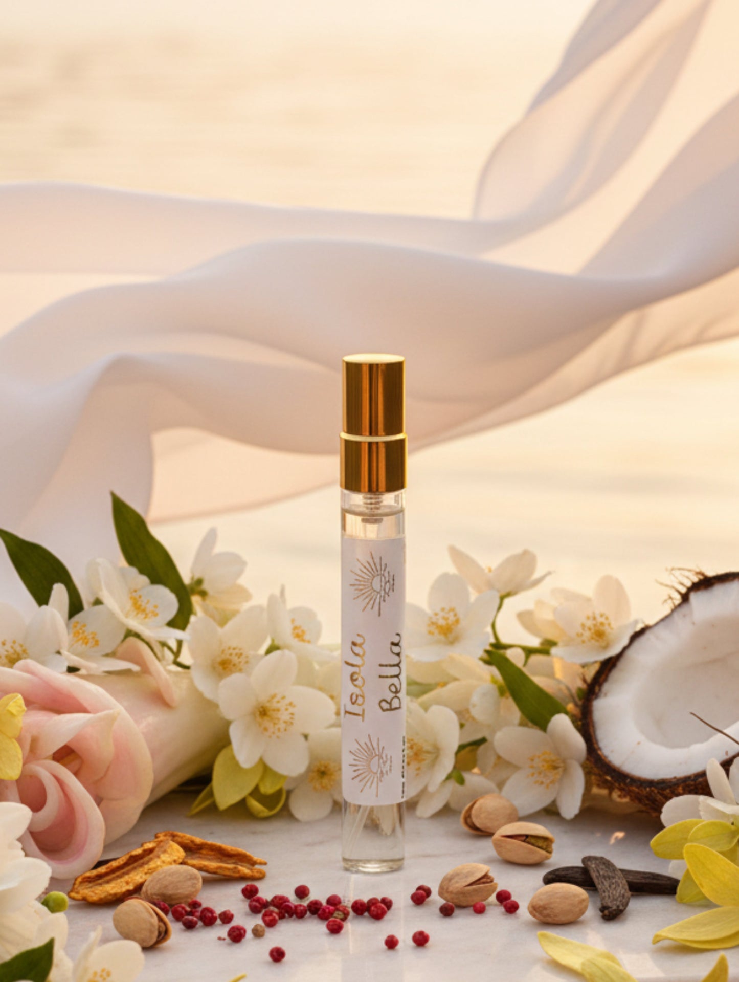 Floral Oriental Perfume - Isola Bella by Hazel Glow.  Vegan, paraben free, cruelty free 10ml discovery size.  Handmade in the UK