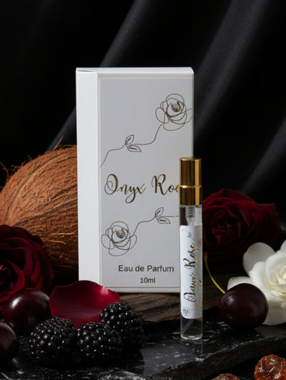 Onyx Rose dark floral vegan perfume by Hazel Glow.  10ml discovery size eau de parfum