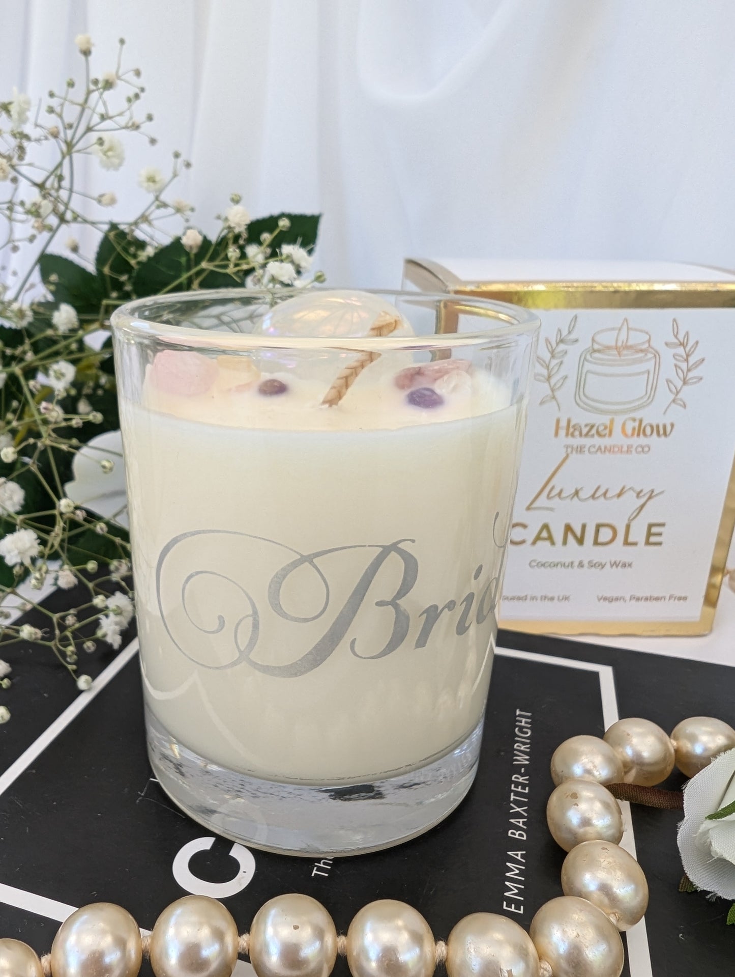 Bridal Luxury Crystal Candle - Hand-Etched Wedding Candle Gift