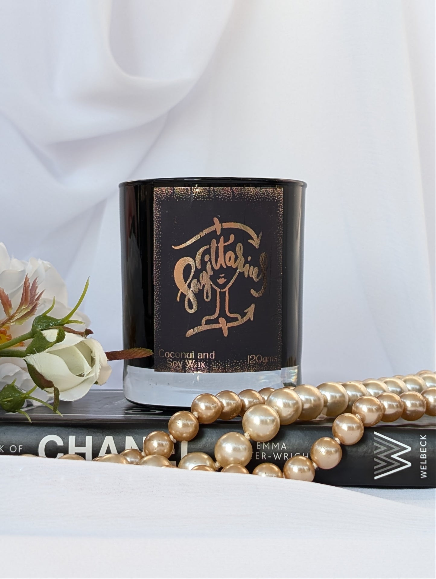 Sagittarius Zodiac Candle | Black & Gold Luxury Vegan Star Sign Candle