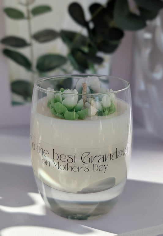 Best Grandma on Mother's Day Candle | Grandma Gift | Succulent Candle Gift