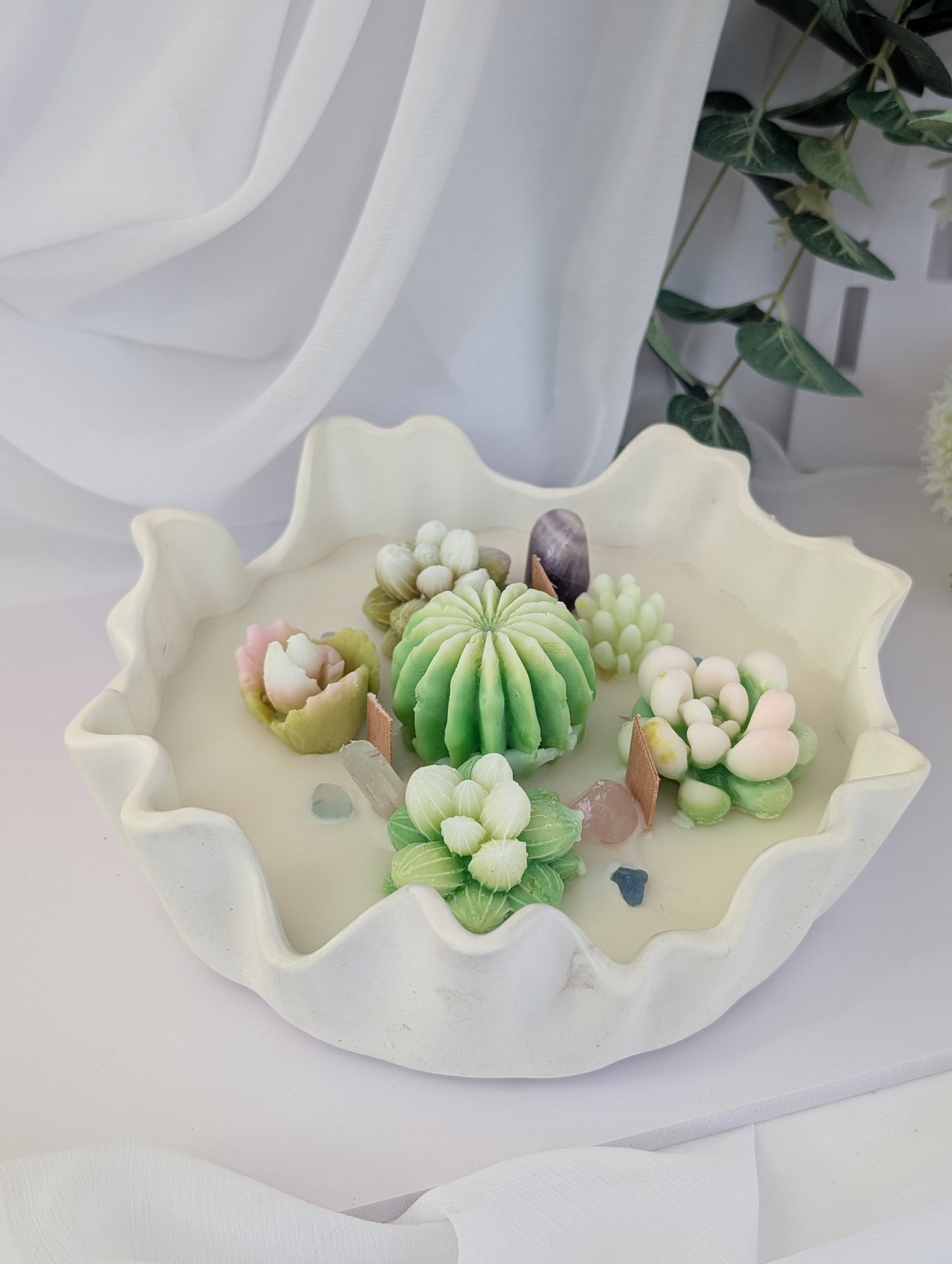 Hand Poured Bowl Candle with Succulents | Unique Mothers Day Gifts