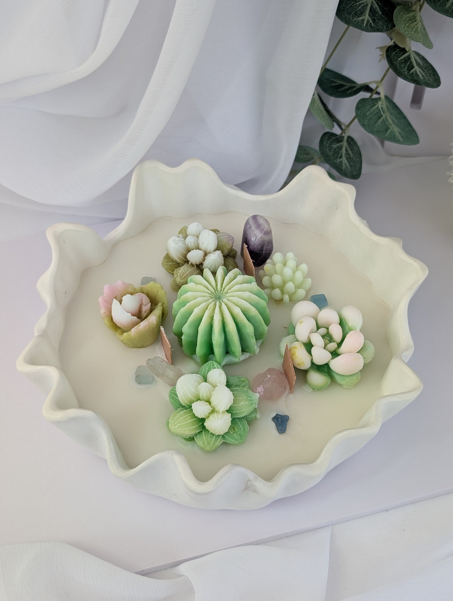 Hand Poured Bowl Candle with Succulents | Unique Mothers Day Gifts