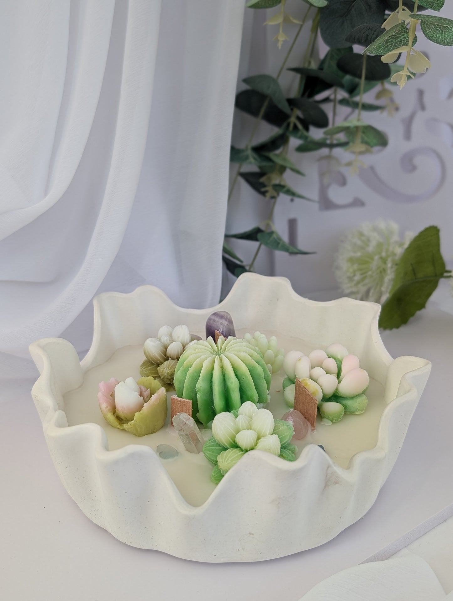 Hand Poured Bowl Candle with Succulents | Unique Mothers Day Gifts