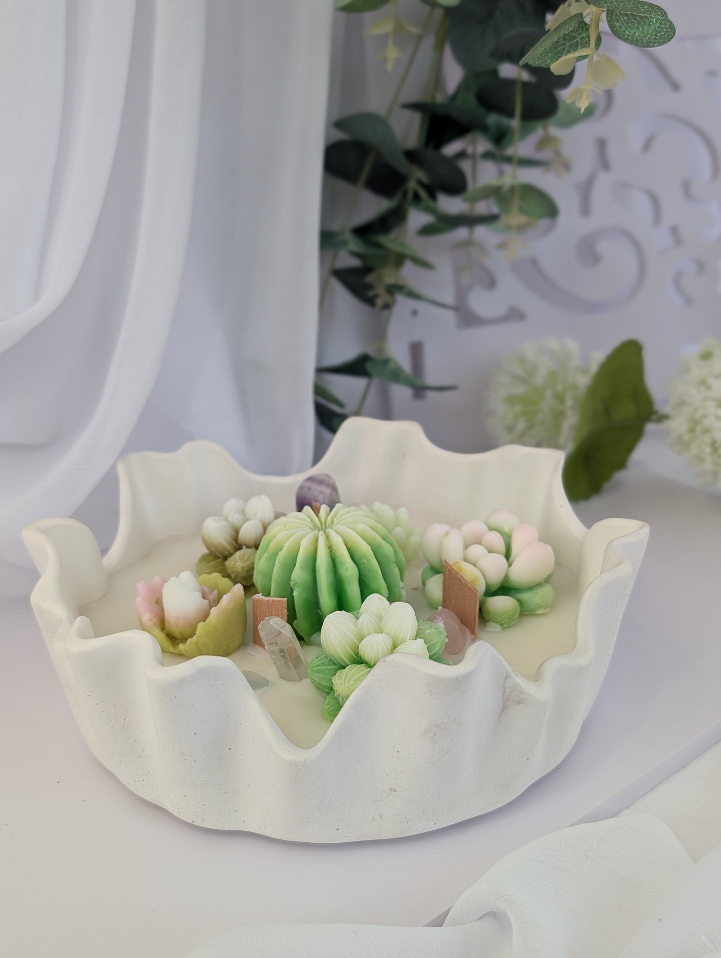 Hand Poured Bowl Candle with Succulents | Unique Mothers Day Gifts