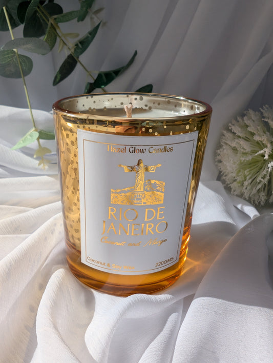 Rio de Janeiro Destination Candle | Gold Sparkle Candle | Rio Candle Gift