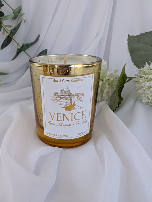 Venice Destination Candle | Gold Sparkle Venice Candle | Venice Candle Gift
