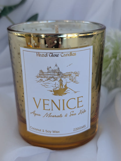 Venice Destination Candle | Gold Sparkle Venice Candle | Venice Candle Gift |