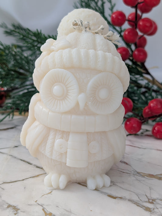 Winter Owl Christmas Candle | Moulded Statement Candle