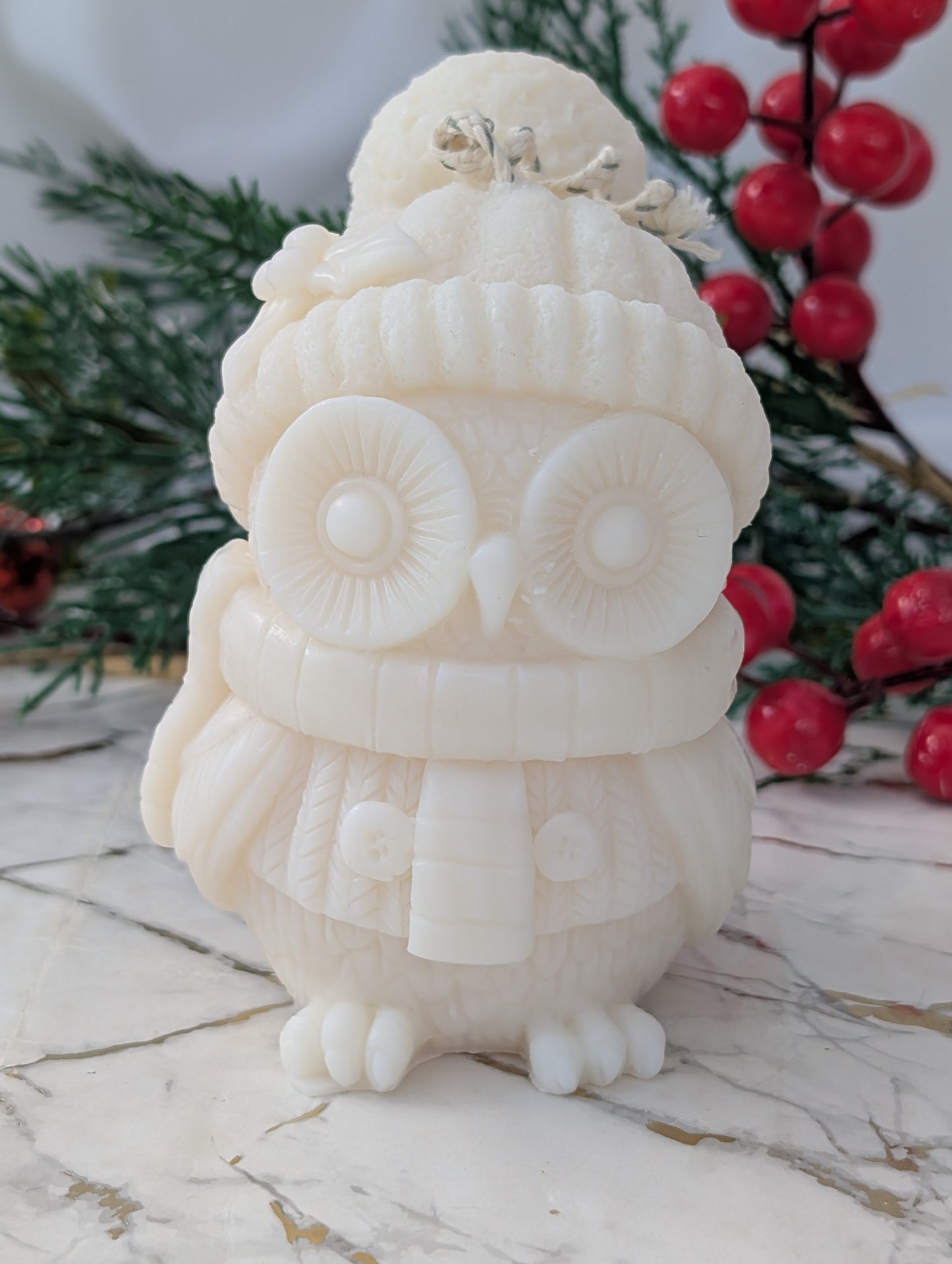 Winter Owl Christmas Candle | Moulded Statement Candle
