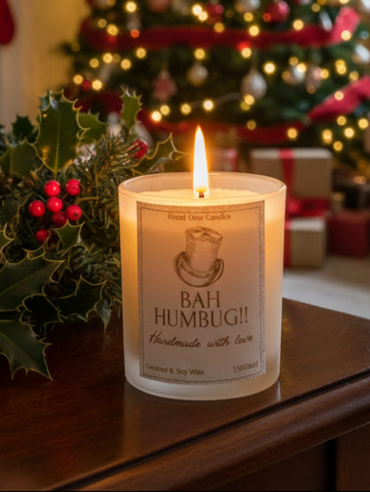 Bah Humbug Christmas Candle | Frosted Glass Vegan Candle Gift