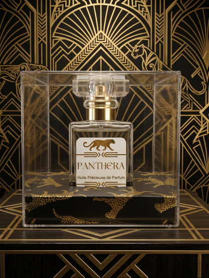 Spray Perfume Oil in Panthera fragrance at Eau de Parfum strength in a clear acetate box