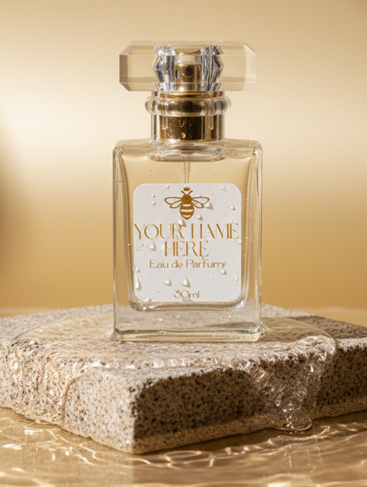 Customisable clear perfume bottle with gold cap 