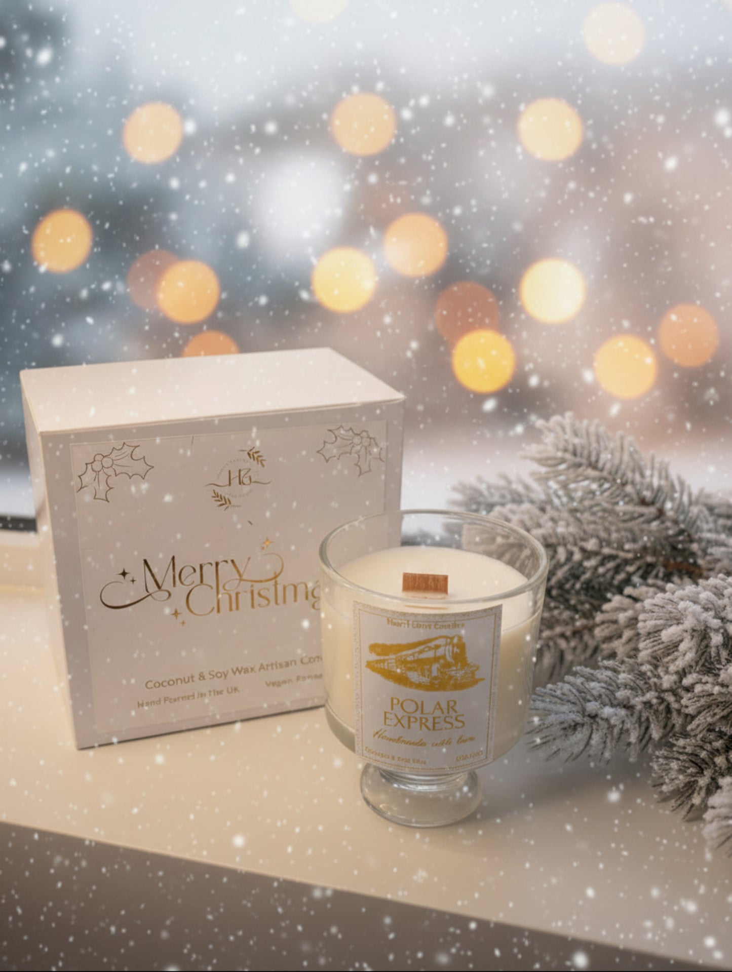 Polar Express coconut wax Christmas candle from Hazel Glow 