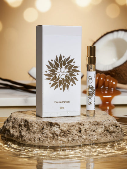 Gourmand Perfume, Vegan Soleil D'Or eau de parfum 10ml trial size by Hazel Glow