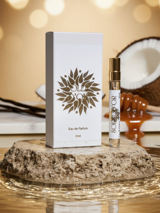 Gourmand Perfume, Vegan Soleil D'Or eau de parfum 10ml trial size by Hazel Glow