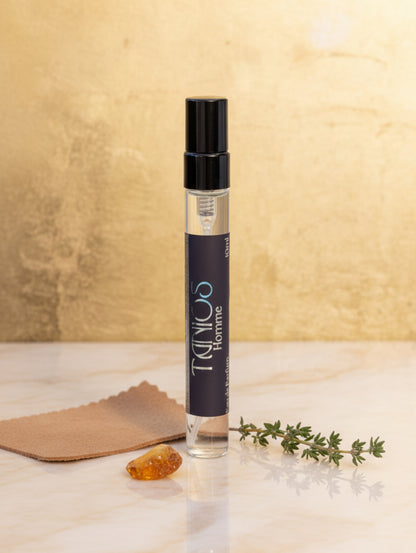 Tanios Men's eau de parfum, vegan, cruelty free, paraben free 10ml travel size men's perfume