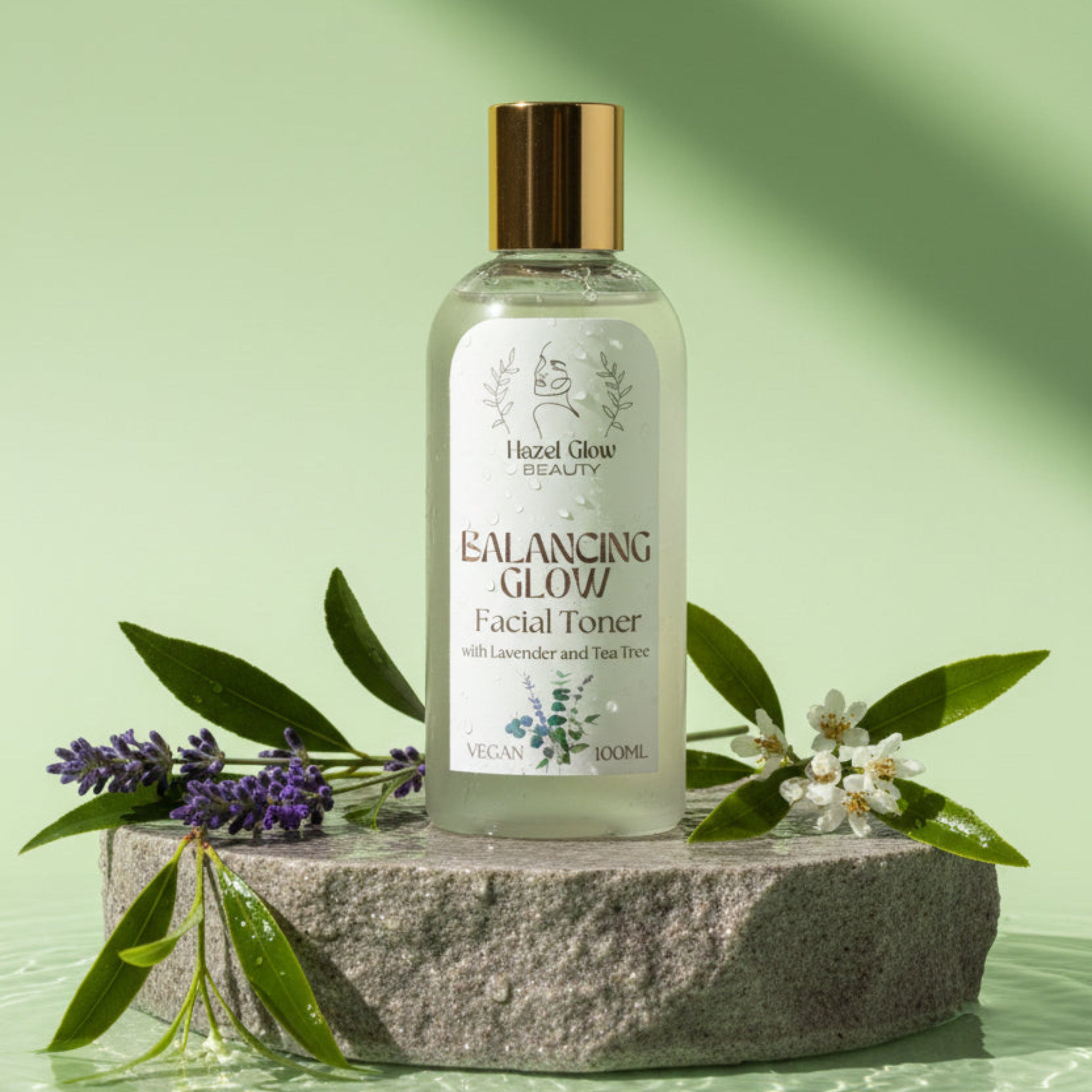 Vegan facial toner, Balancing Glow by Hazel Glow for oily and combination skin