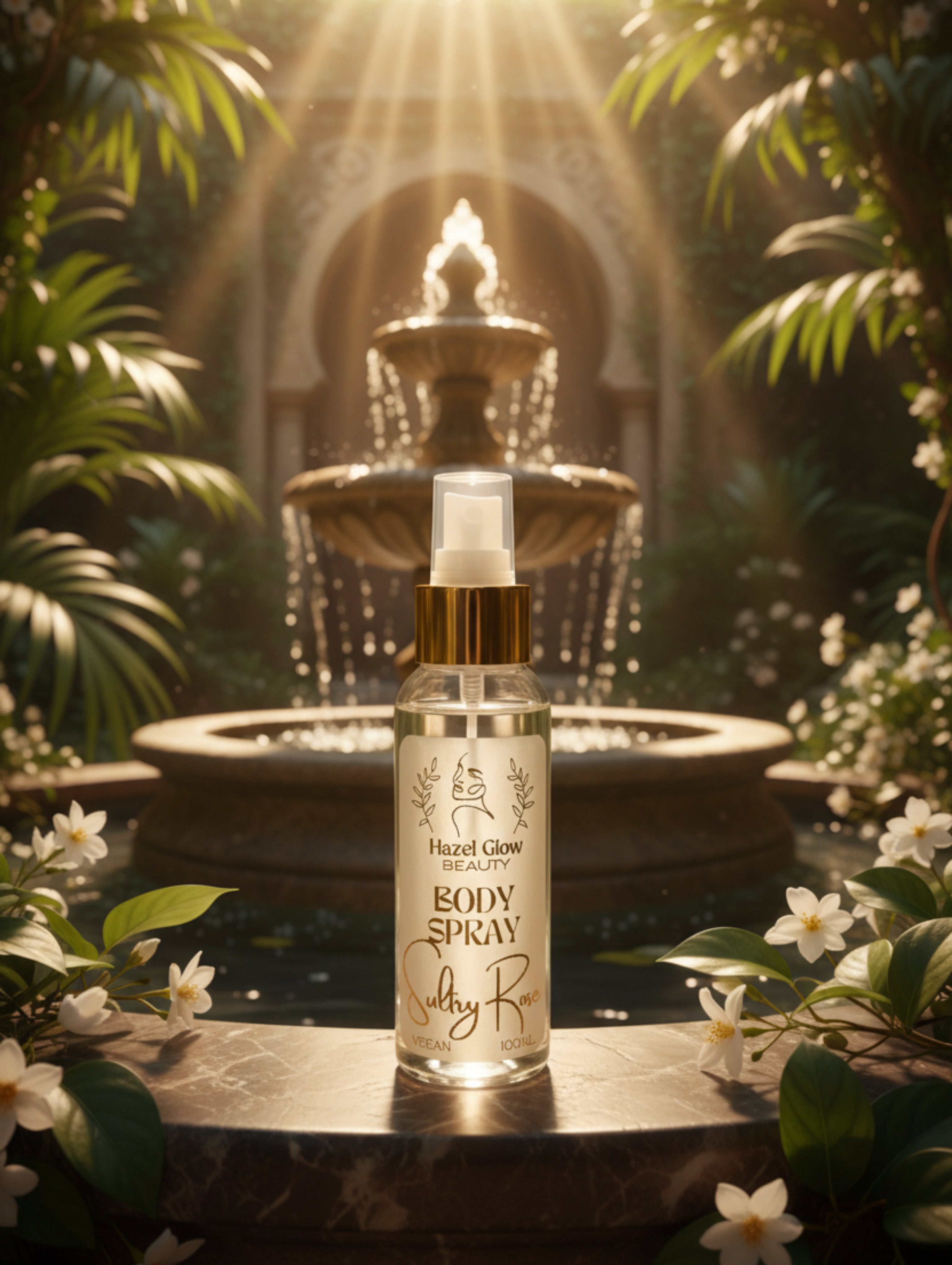Oud body spray, paraben free body mist Sultry Rose, rose and oud fragrance by Hazel Glow