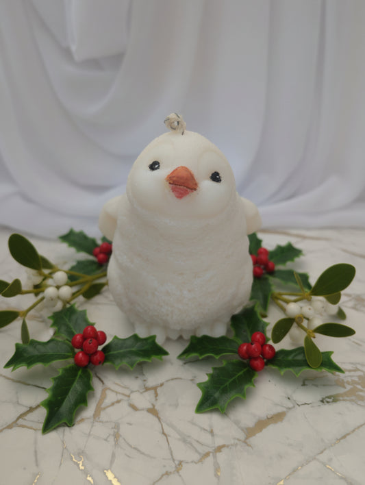 Cute Penguin Christmas Candle by Hazel Glow.  Eco friendly coconut and rapeseed wax handpainted beak and eyes