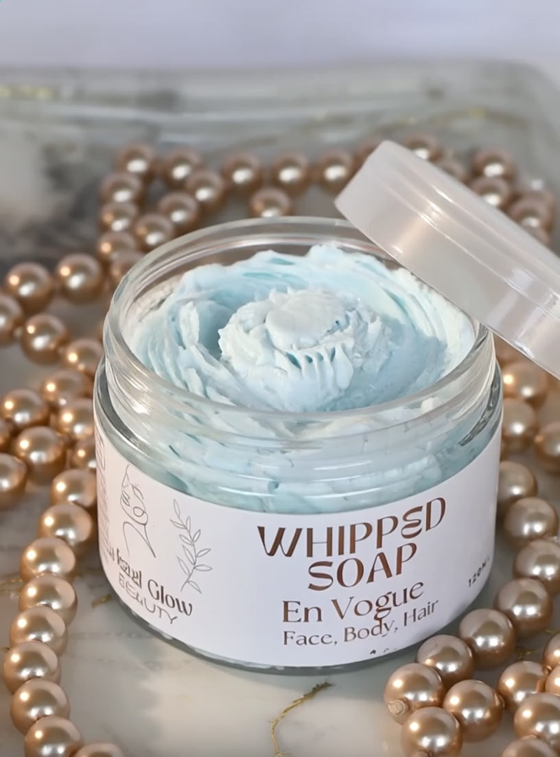 Video showing usage of En Vogue whipped soap by Hazel Glow