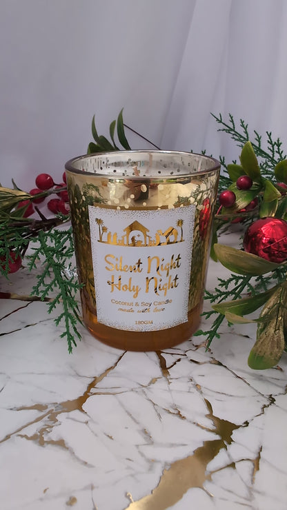 Gold Decorative Christmas Candle | Silent Night