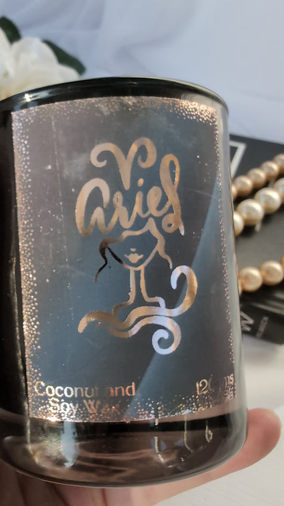 Aries Zodiac Candle | Black & Gold Luxury Vegan Star Sign Candle