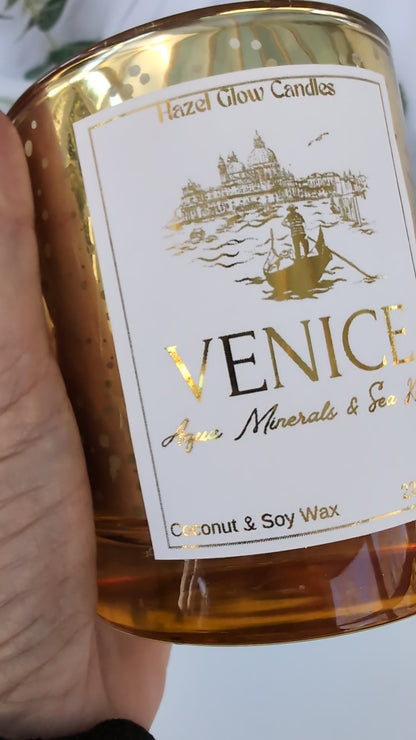 Venice Destination Candle | Gold Sparkle Venice Candle | Venice Candle Gift |