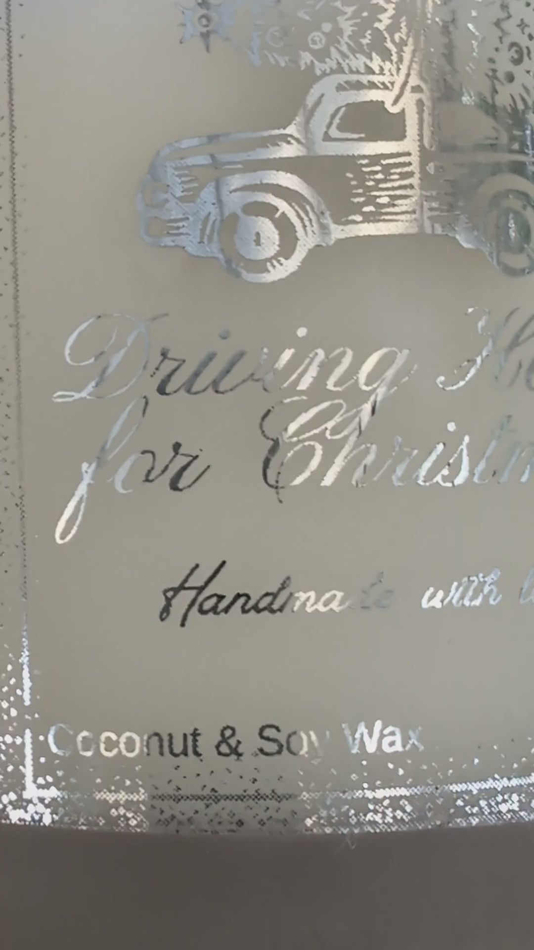 Video of Driving home for Christmas candle silver foil label