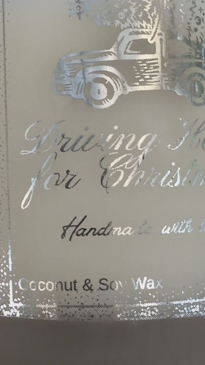 Video of Driving home for Christmas candle silver foil label